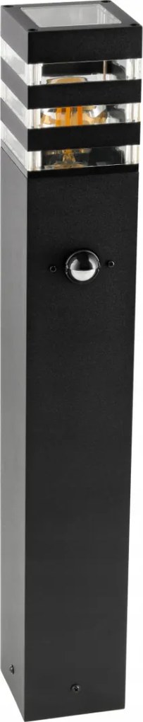 BERGE Záhradná lampa Malibu - ME0021 - E27 - 60 cm - čierna - pohybové čidlo