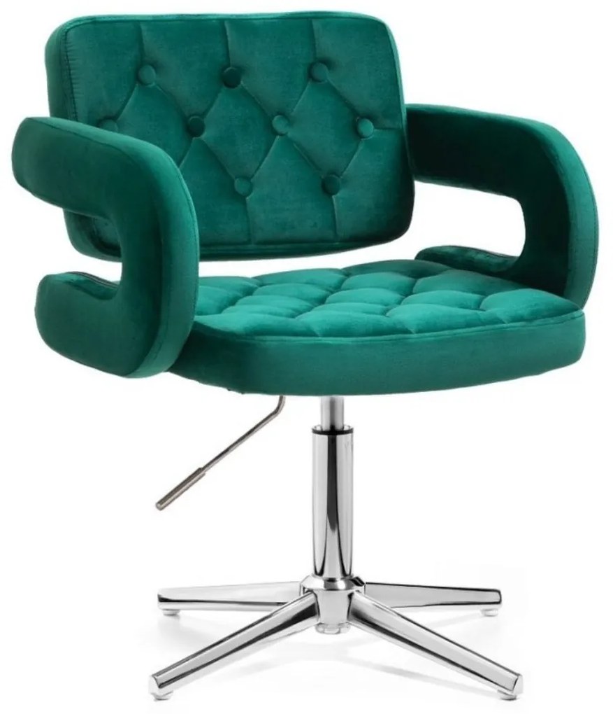 LuxuryForm DESIGN Stolička ADRIA VELUR na striebornom kríži - zelená
