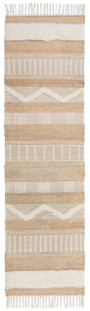 Behúň Jubilant Medina Jute Natural/Ivory, 60x230, béžová, obývacia izba, Flair Rugs