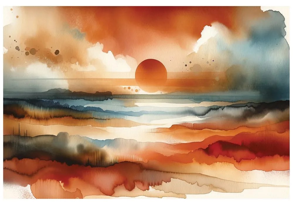 Samolepiaca tapeta abstraktný akvarelový západ slnka