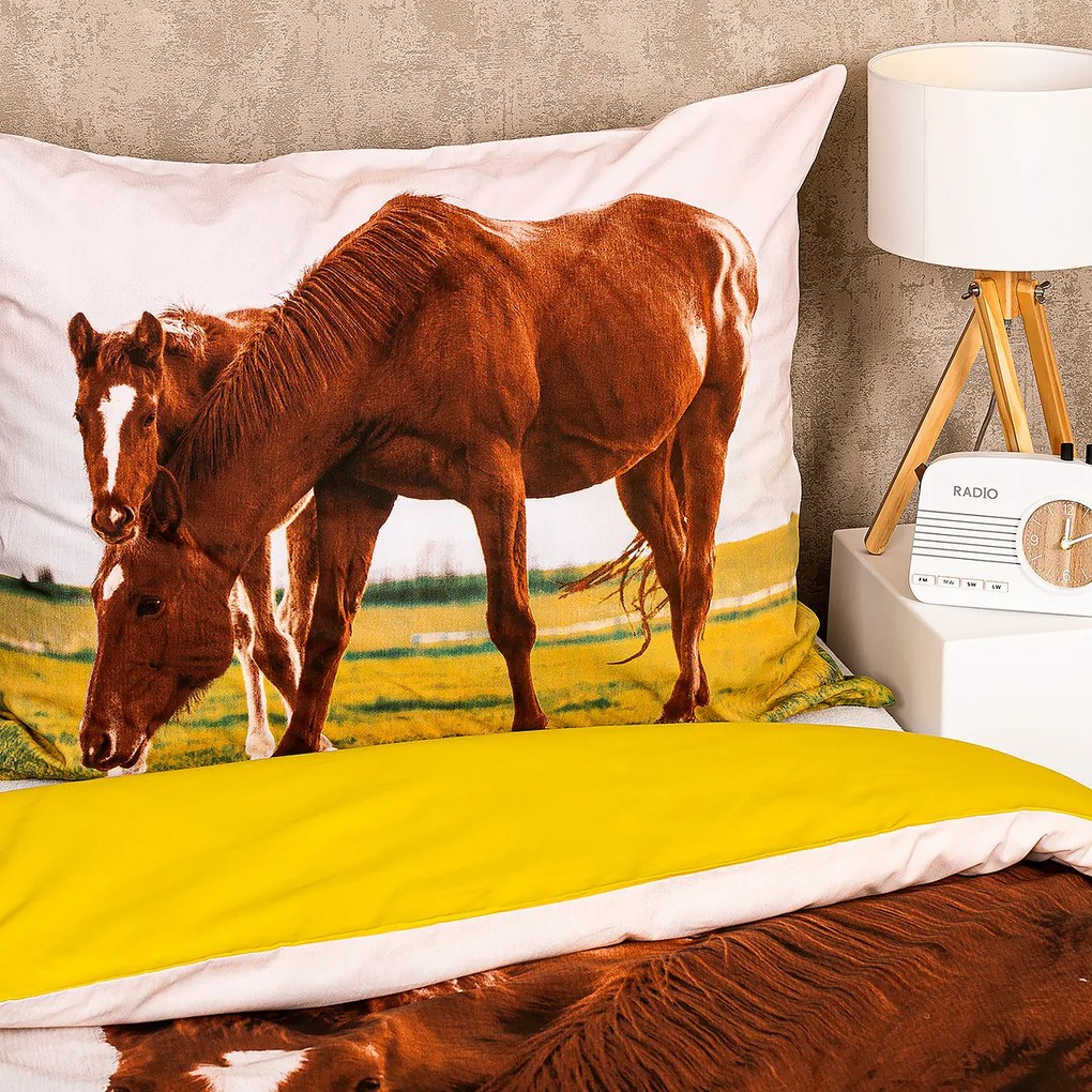 4Home Bavlnené obliečky Horses, 140 x 200 cm, 70 x 90 cm