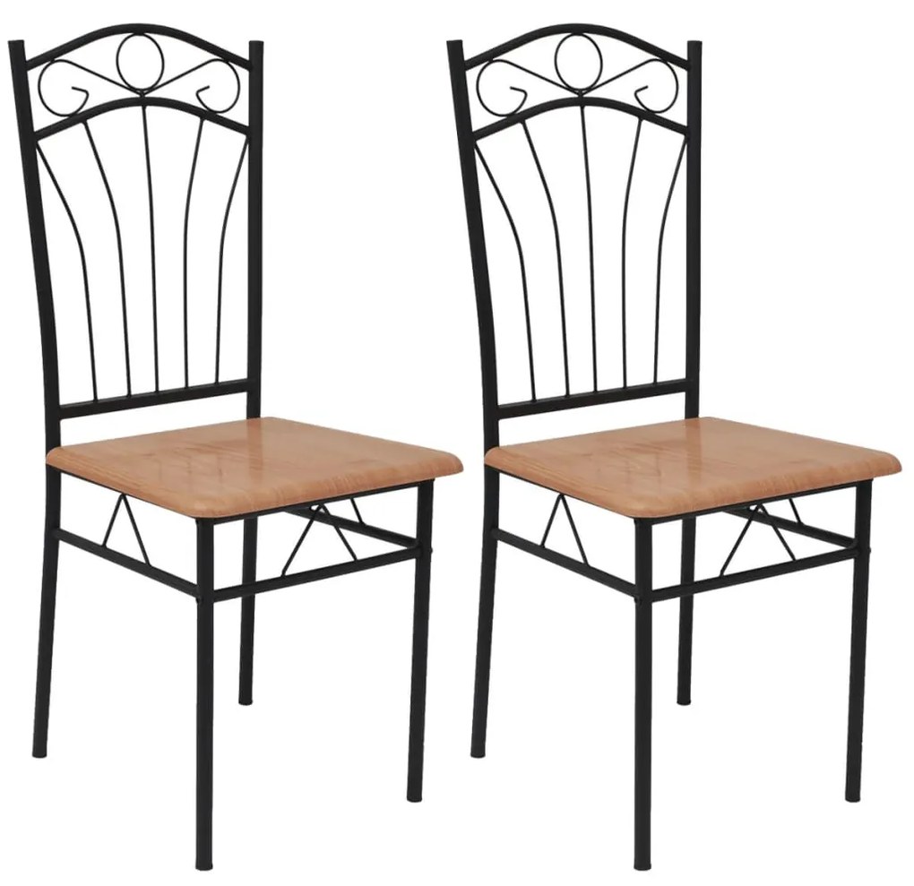 vidaXL Jedálenské stoličky 2 ks, hnedé, oceľ a MDF