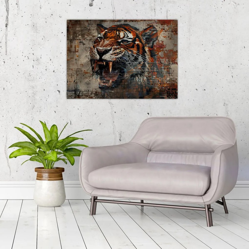 Obraz - Tiger z tehál (70x50 cm)