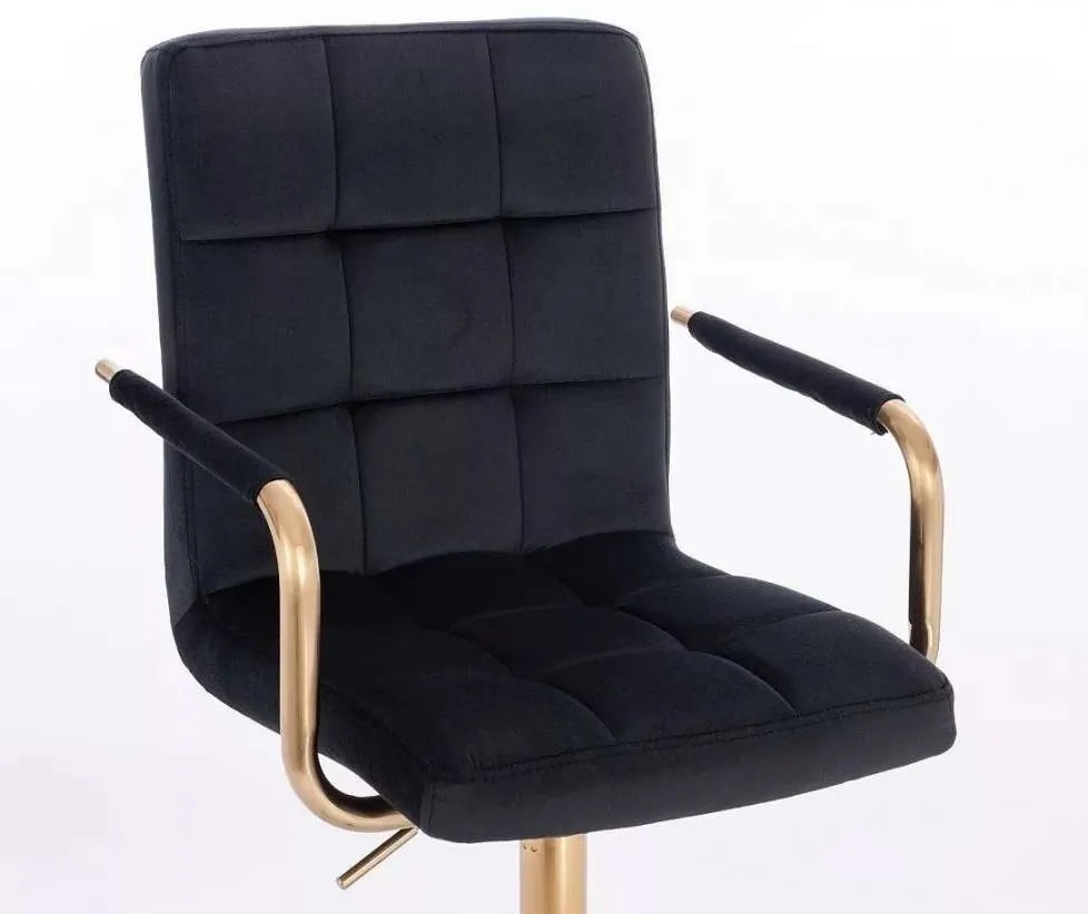 LuxuryForm DESIGN Otočná stolička VERONA GOLD VELUR na čiernej podstave s kolieskami - čierna