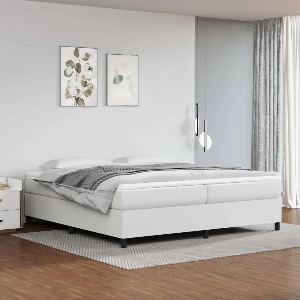Boxspring posteľ s matracom biela 200x200 cm umelá koža 3144627