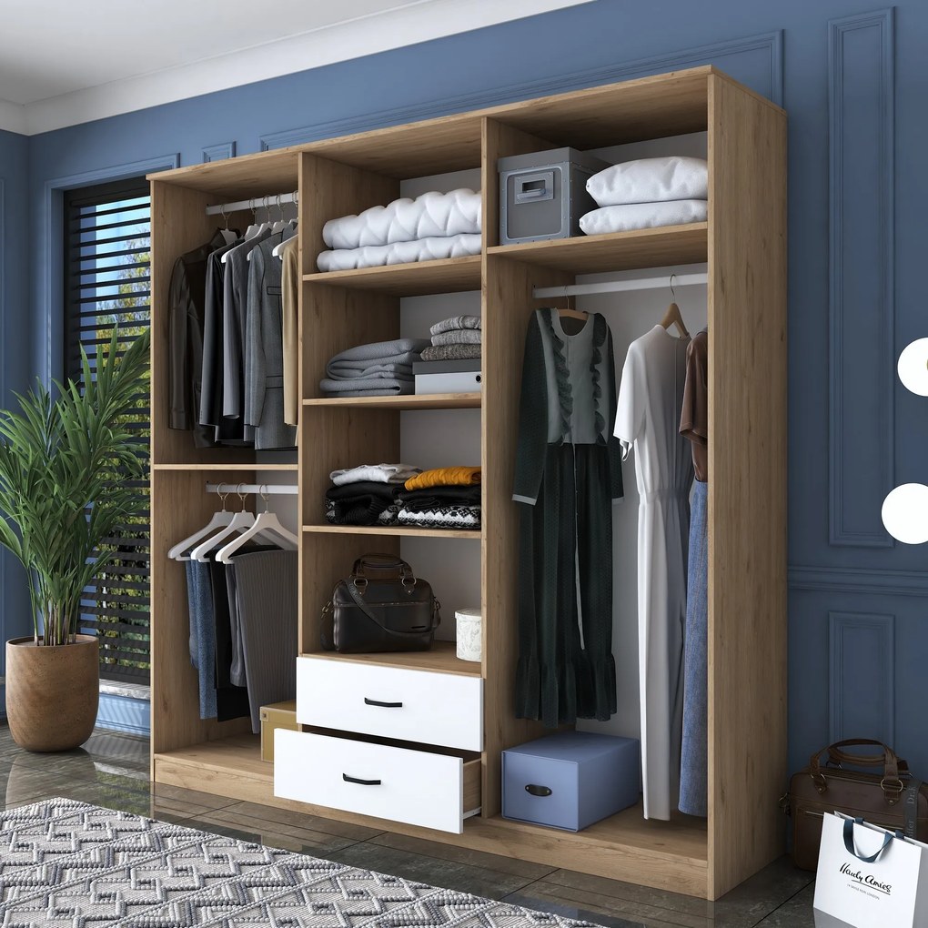 Šatníková skriňa BA 130 210 cm so zrkadlom orech/biela