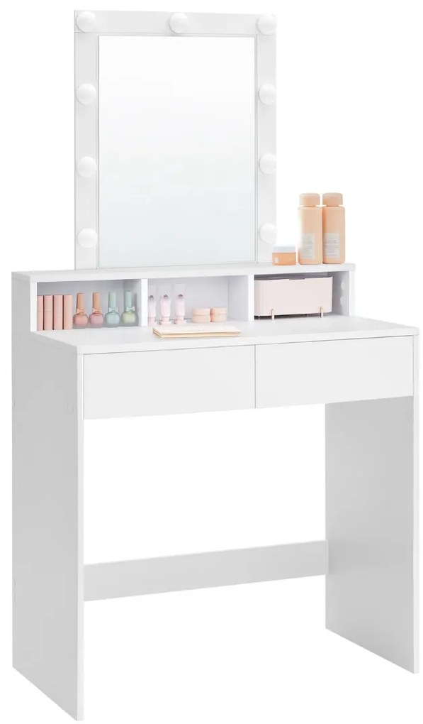 Toaletný stolík VANESA s osvetlením, 80x40x145cm, biela Jurhan