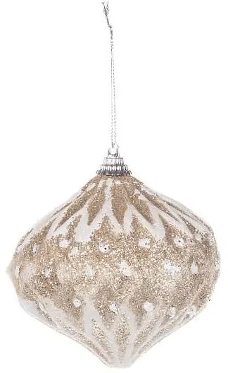 DECOLED Vánoční ozdoba, 10 cm, bílá, glitter