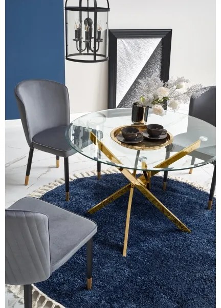 Jedálenský stôl ESTEN číry/zlatý