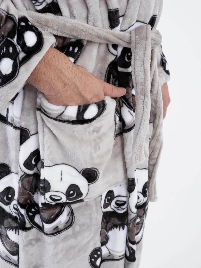 Mikroplyšový župan Ema - Panda veľkosť L