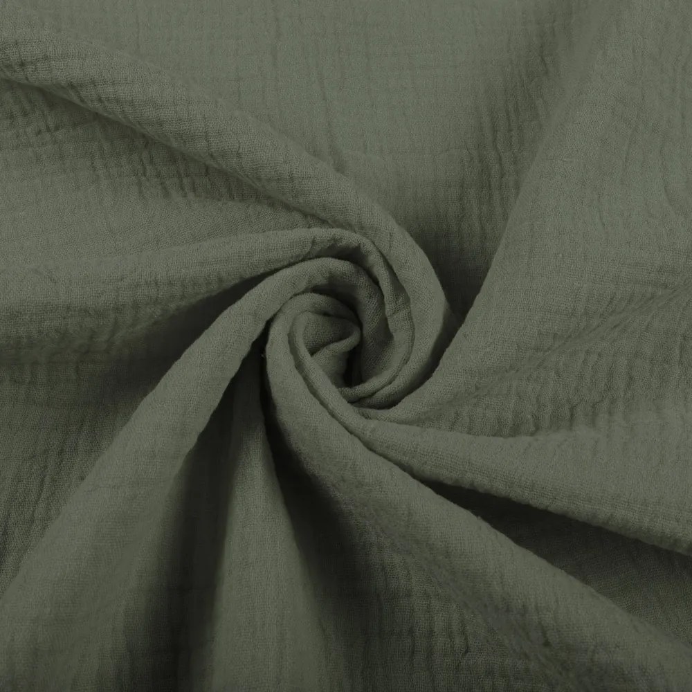 Biante Detské mušelínové posteľné obliečky do postieľky MSN-076 Zelená khaki Do postieľky 90x130 a 40x60 cm