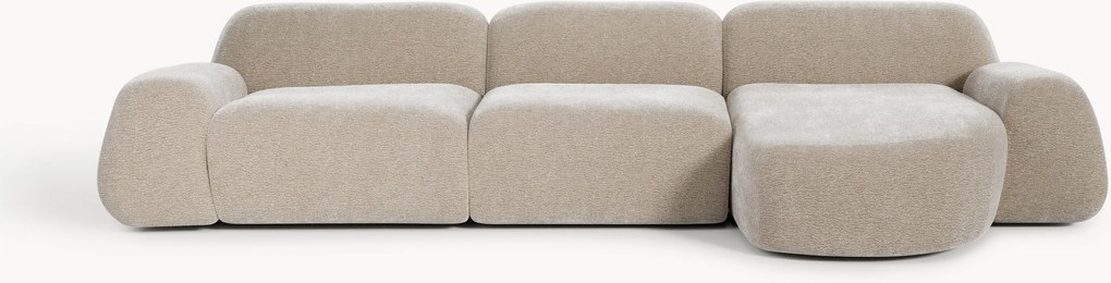 Modulárna plyšová rohová pohovka Wolke (4-miestna)