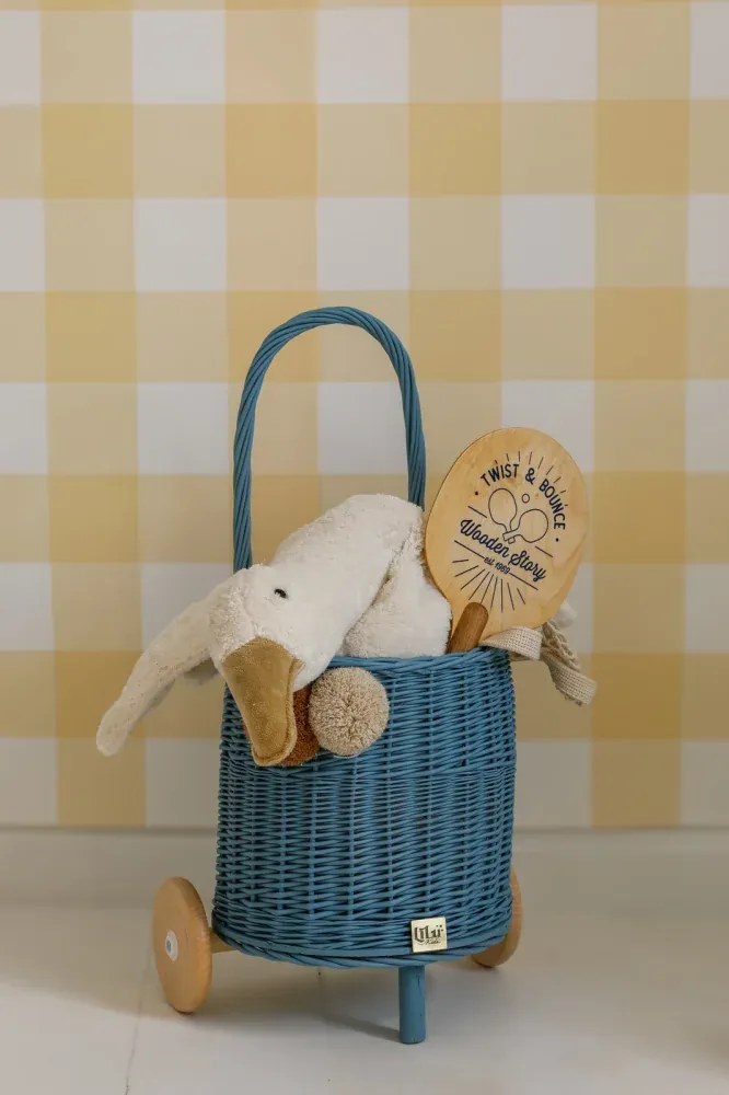 Prútený košík s rúčkou – detský modrý | Ručne vyrobený košík pre deti