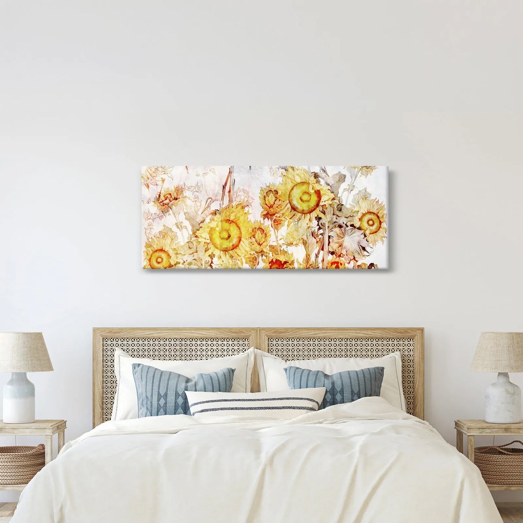 Obraz - Slnečnica, maľba (120x50 cm)