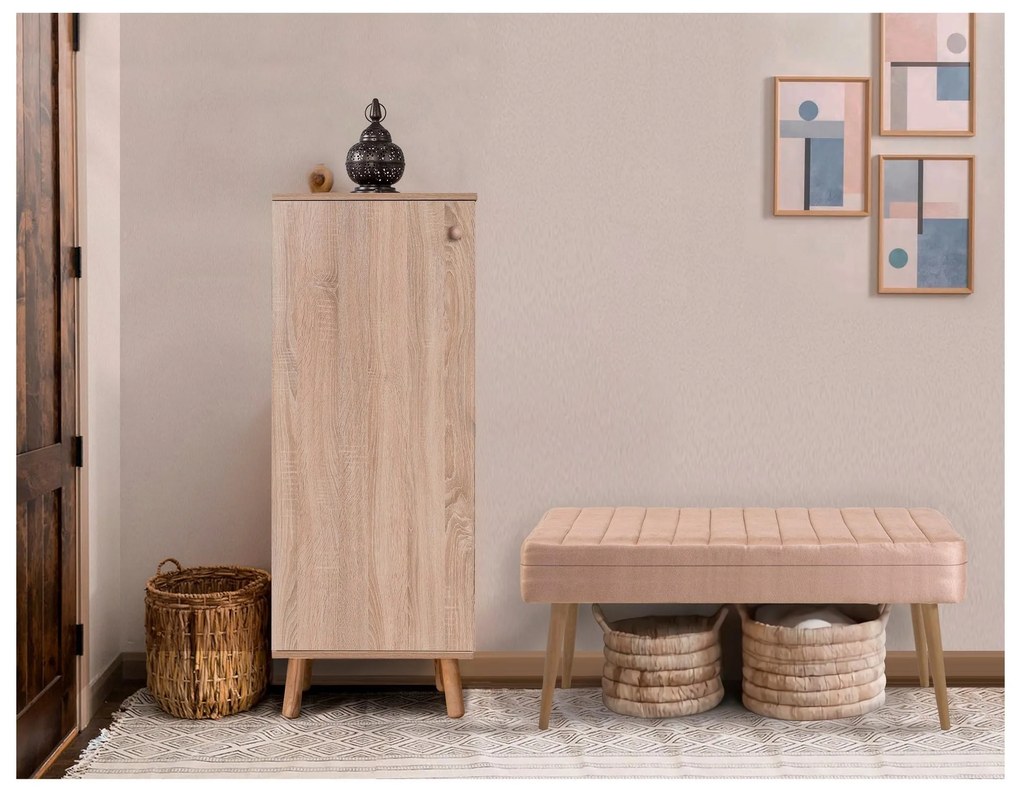 Predsieňová zostava Beside 1 (dub sonoma + kameň). Akcia -18%. Vlastná spoľahlivá doprava až k Vám domov. 1093981