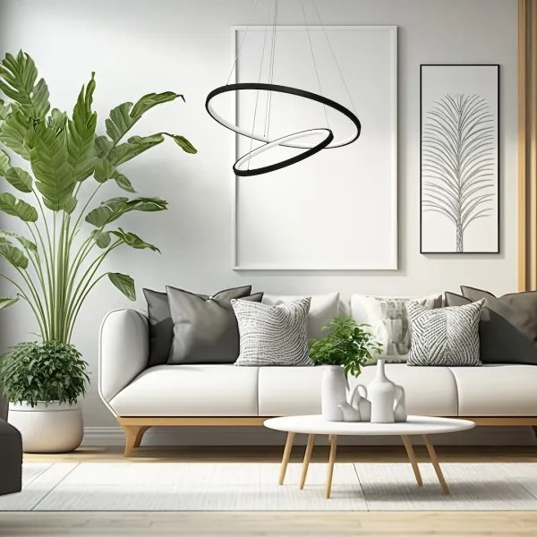 LED Luster na lanku HOOP LED/51W/230V pr. 60 cm 4000K čierna