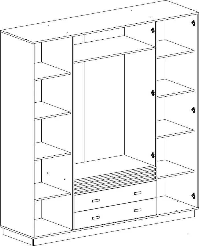Šatníková skriňa s otočnými dverami Almo, 200 cm, dub estana/antracit