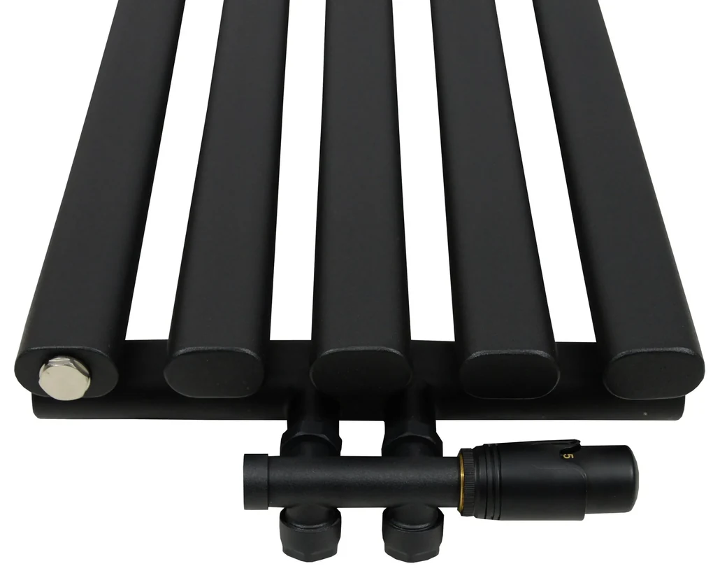 Regnis Lazur LA, vykurovacie teleso 330x1600mm so stredovým pripojením 50mm, 628W, čierna matná, LAZURLA/1600/330/D5/BLACK