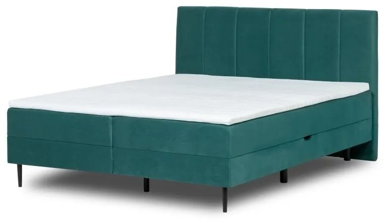 Hector Kontinentální velurová postel Roma 160x200 cm zelená