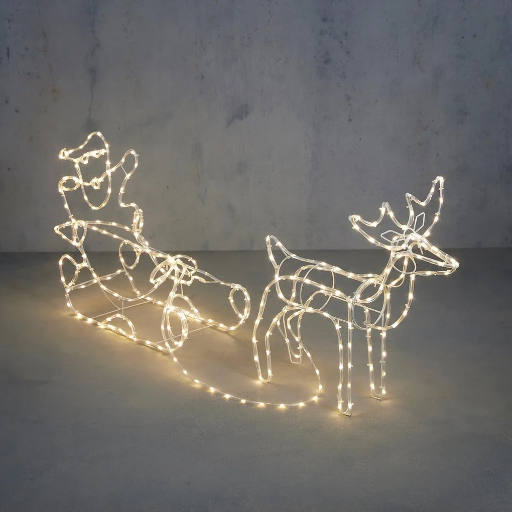 Vianočná stojaca lampa Sob so sánkami 176 cm vrátane LED s časovačom IP44 - Sori