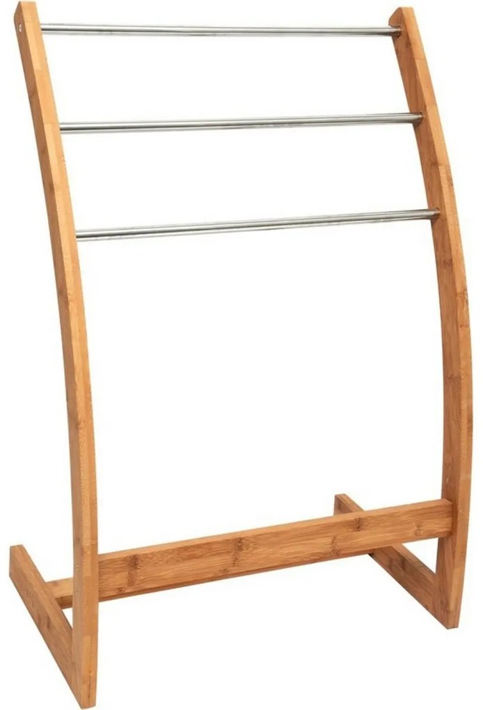MSV Bambusový stojan na uteráky 3 tyče 57 x 35 x 85 cm