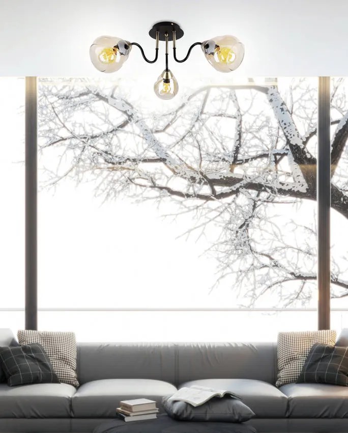 Candellux Čierno-zlaté stropné svietidlo Unica pre žiarovku 3x E27 33-00880