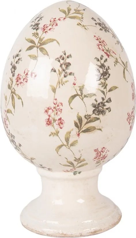 Keramické vajíčko na podstavci s lúčnymi kvetmi Monnia L - Ø 15*24 cm