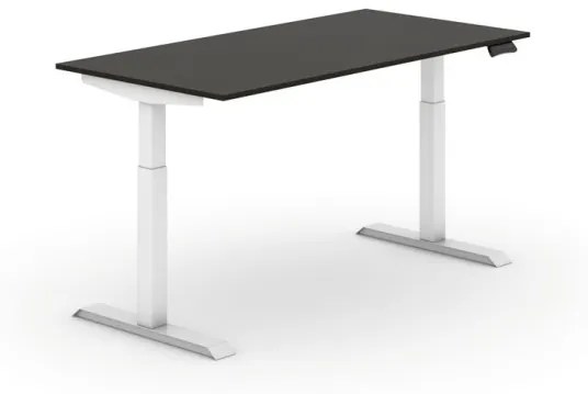 Výškovo nastaviteľný stôl, elektrický, 735-1235 mm,  doska 1600x800 mm, wenge, biela podnož