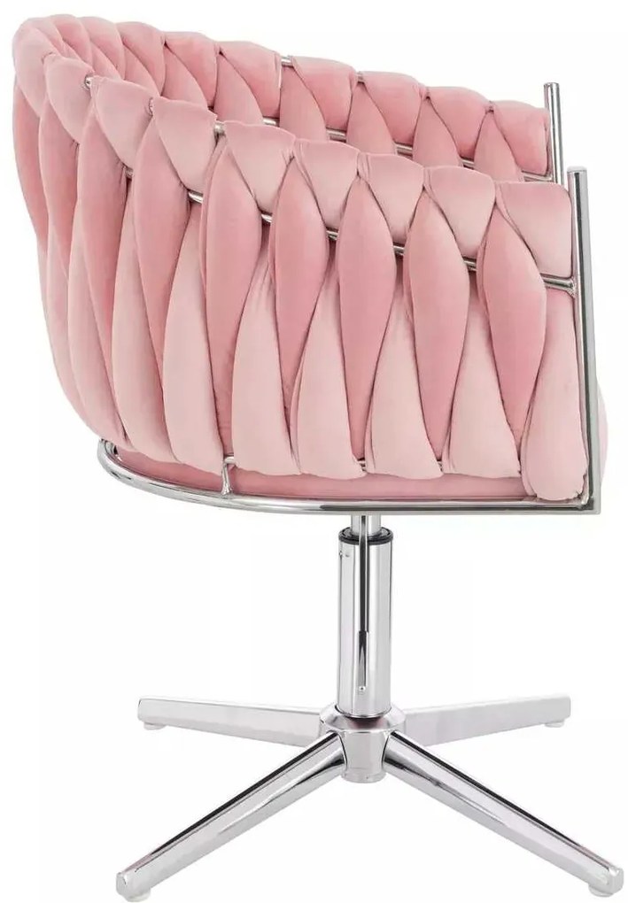 LuxuryForm DESIGN Stolička NORDEN VELUR na striebornom kríži - ružová