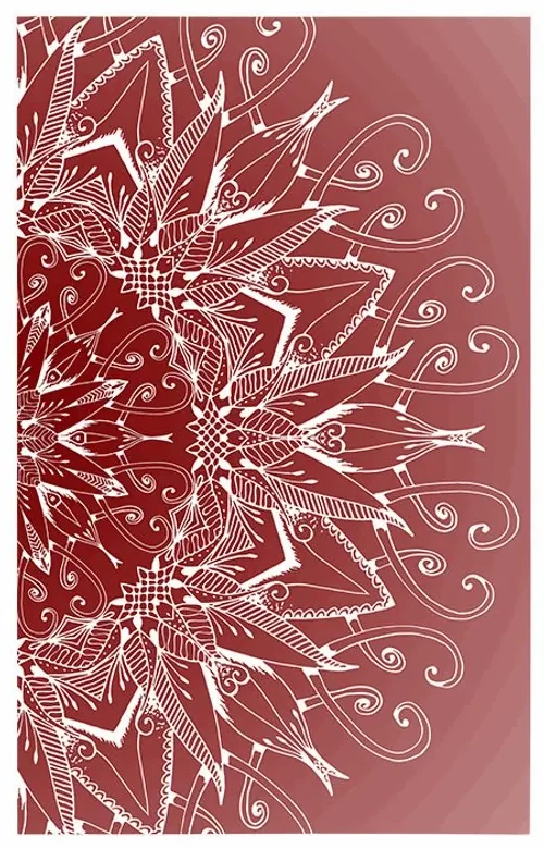 Plagát biela Mandala na červenom pozadí - 30x45 silver