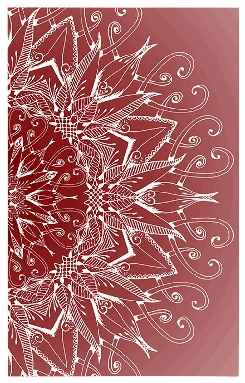 Plagát biela Mandala na červenom pozadí - 60x90 white