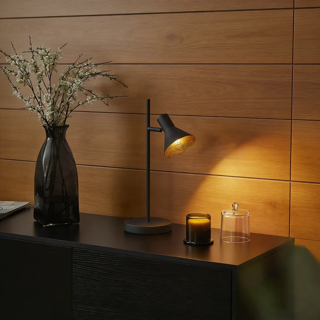 Moderná stolná lampa čierna so zlatom 1-svetlo - Magno
