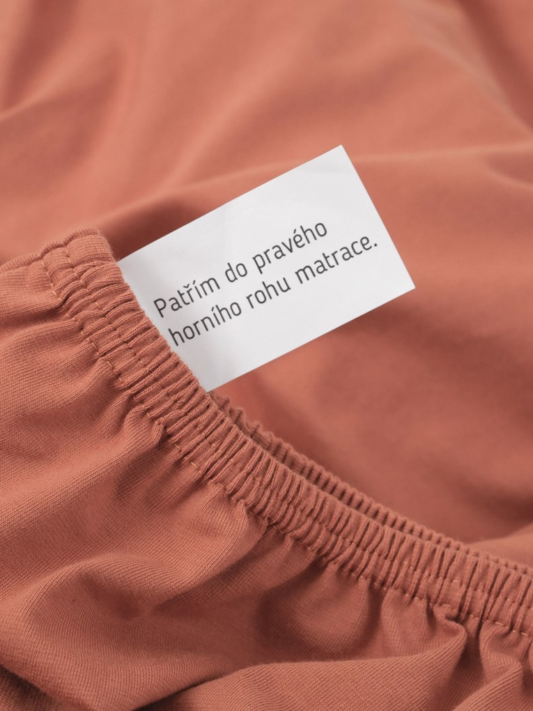 Jersey prostěradlo s elastanem 220 × 200 cm – terakota