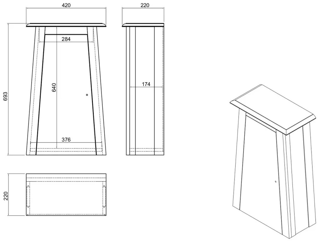 furniture-nabytek.cz - Masivní nástěnná skříňka do koupelny Rangoon z recyklované borovice, lakovaná, hnědá – 42×22×70 cm