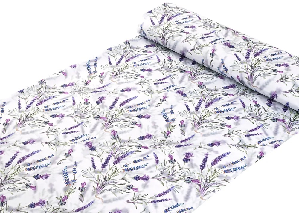 Biante Teflónový behúň na stôl TF-072 Levandule na bielom 35x120 cm