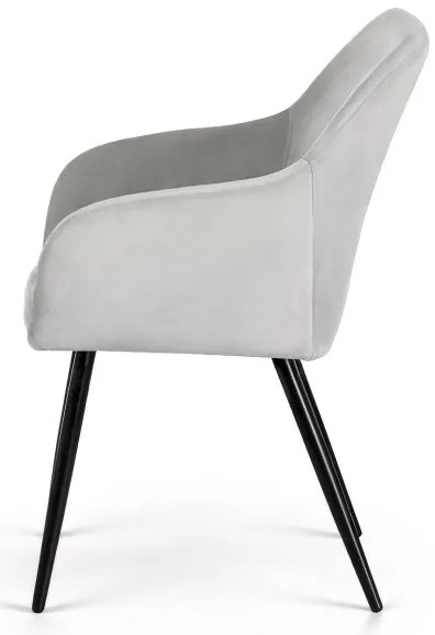 Sada dvoch jedálenských stoličiek ESTELLE zamatové, sivé / čierne nohy (2 ks)