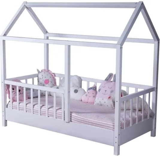 Biela detská jednolôžková posteľ v tvare domčeka Mezzo My Room, 90 × 190 cm