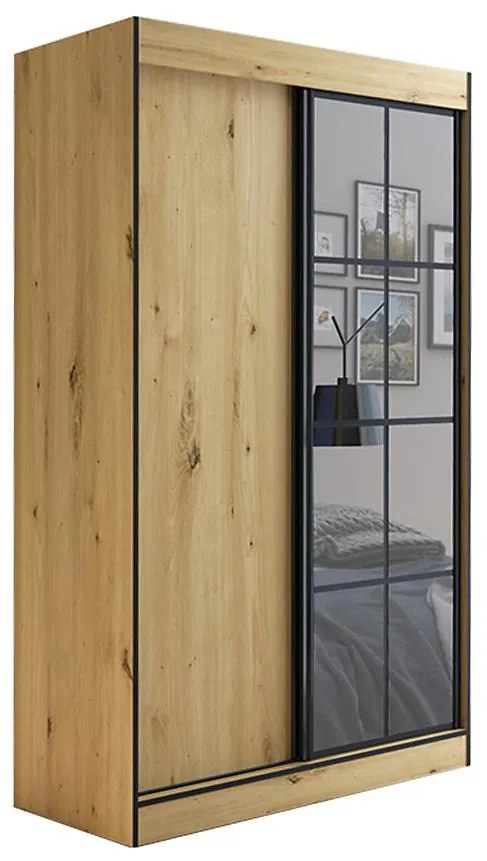 Skriňa Oslo II 120 Artisan/čierna/zrkadlo