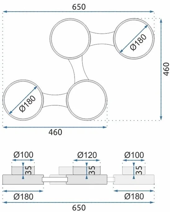 Stropné svietidlo APP527-4C čierne