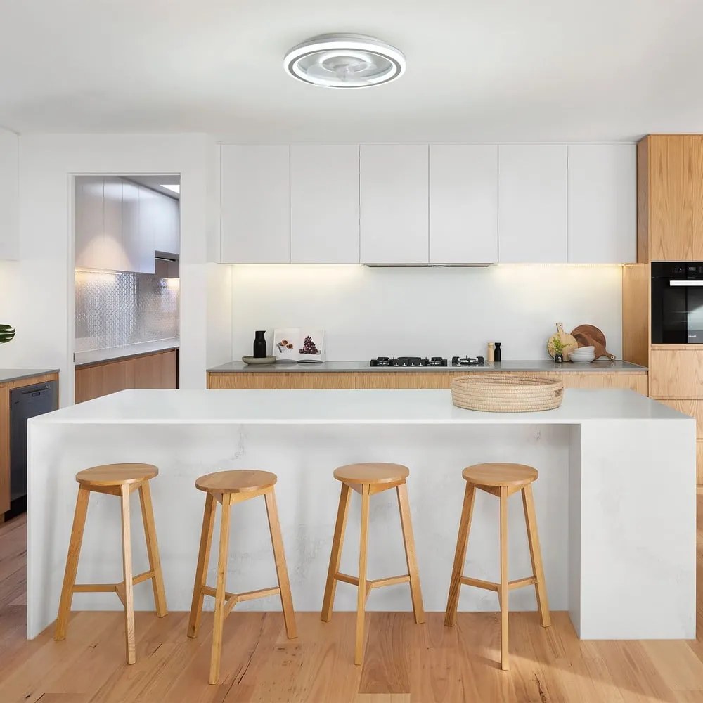 Biele LED stropné svietidlo na diaľkové ovládanie/s ventilátorom Alan – SULION