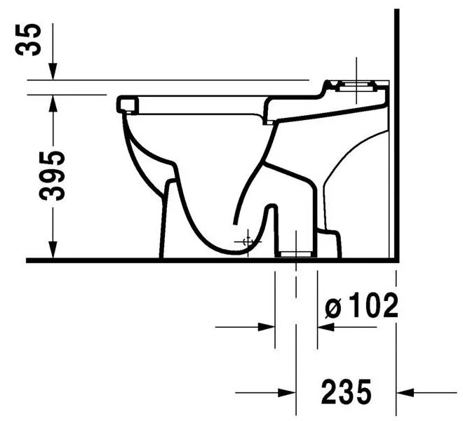 DURAVIT Starck 3 WC misa kombi so zvislým odpadom, 370 mm x 395 mm x 655 mm, s povrchom WonderGliss, 01260100001