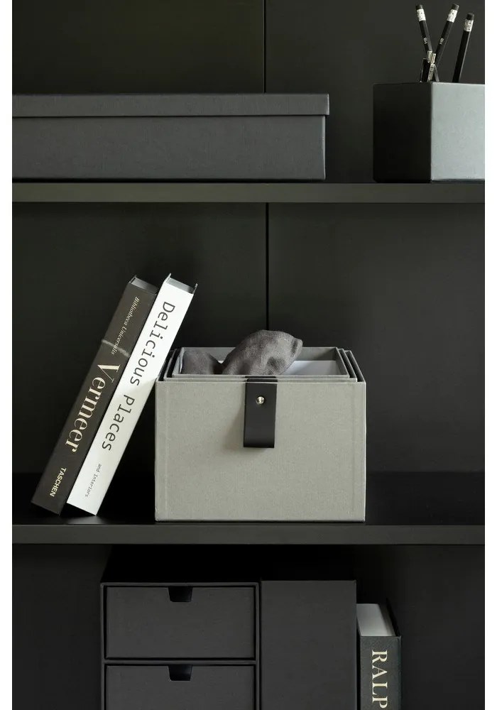 Sivé kartónové úložné boxy v súprave 3 ks 20,5x29,5x14,5 cm Aston Paper Laminate – Bigso
