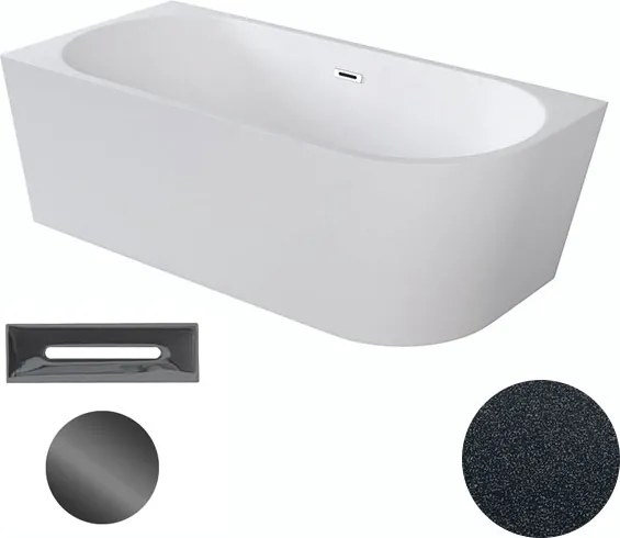 Besco Akrylátová voľne stojaca rohová vaňa Zoya Glam G 150x75 (170x80) biela/grafit BESCO-Typ výpuste: Click-Clack s prepadom, grafit, BESCO-Rozmery:…