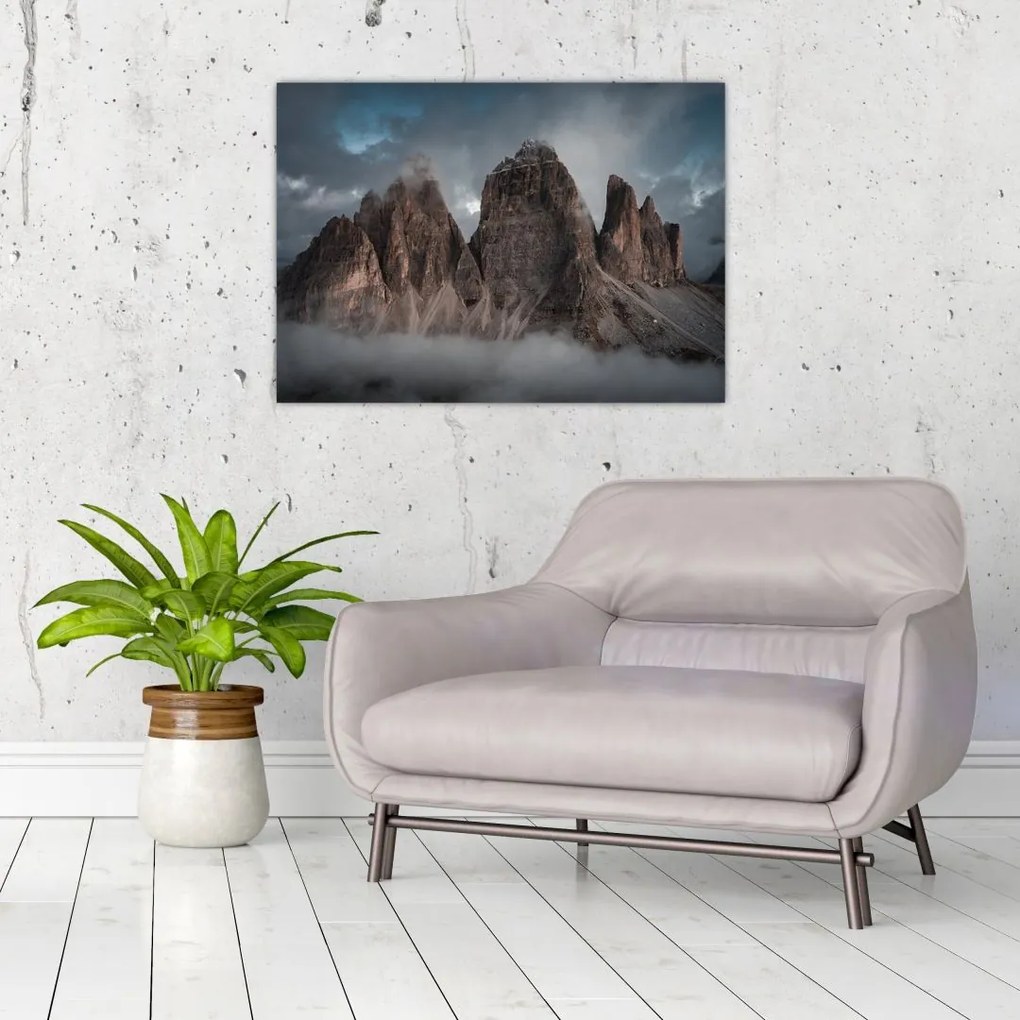 Sklenený obraz - Tri Zuby, Talianske Dolomity (70x50 cm)