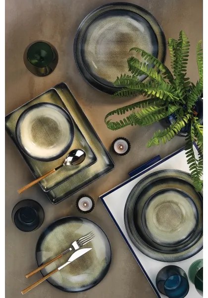 Jedálenská súprava 26 ks modrá/hnedá/porcelán