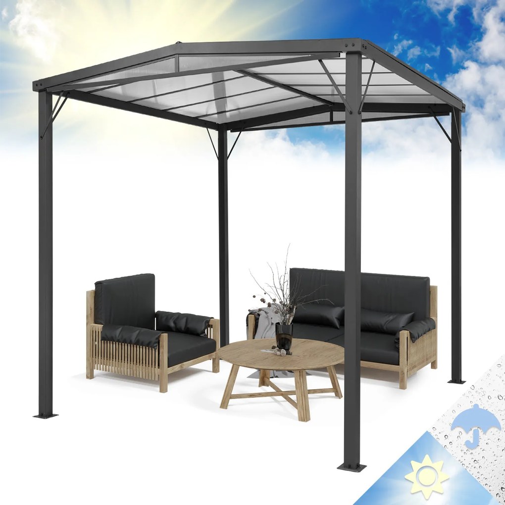 Pantheon Solid Sky Flat, pergola, prístrešok, 3 x 3 m, polykarbonát, sivá