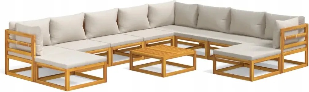 vidaXL 11-dielna záhradná sedacia súprava, svetlosivé vankúše