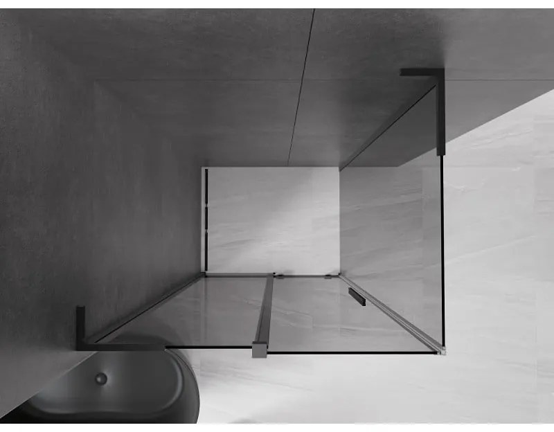 Mexen Velar L, sprchový kút s posuvnými dverami 120 x 100 cm, 8mm šedé sklo, čierna matná, 871-120-100-43-70