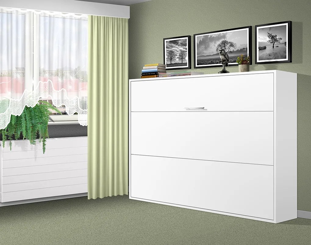 Nabytekmorava Sklápacia posteľ VS1056, 200x120cm farba lamina: dub sonoma svetlá/biele dvere, Varianta dverí: lesklé