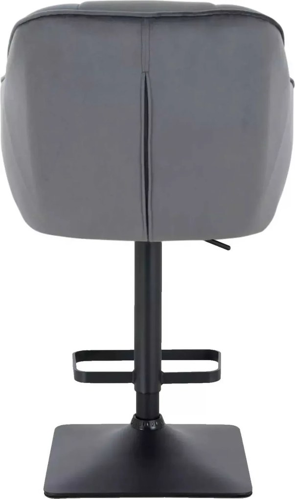 LuxuryForm DESIGN Barová stolička AVOLA VELUR na čiernej hranatej podstave - tmavo šedá
